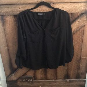 Black quarter length sleeve blouse